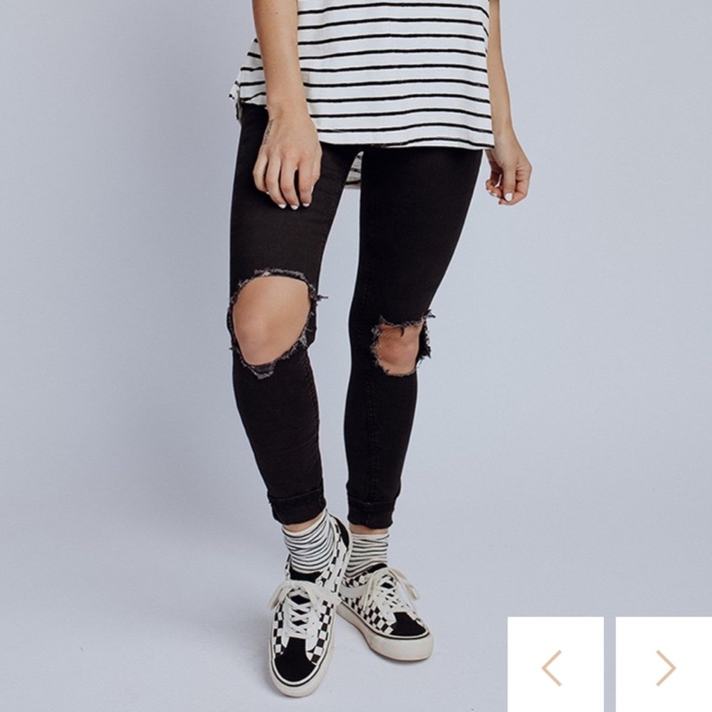 Free People Busted Knee Jeans Black 27